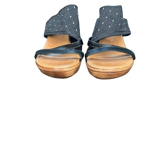 Italian Shoemakers Black Rhinestone Embellished Beachy Resort Wedge Size 7 - Picture 5 of 9